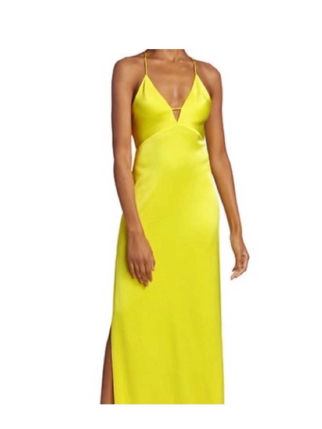 Alice + Olivia - Yellow Satin Slip Maxi Dress With Spaghetti Straps Size 2